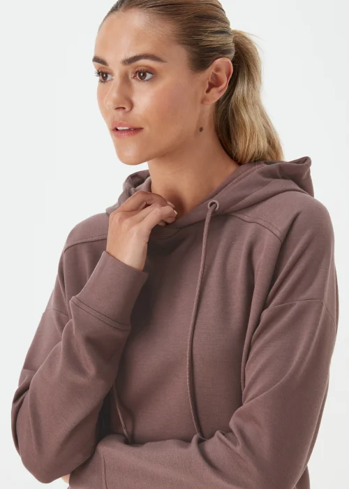 Souluxe Brown Longline Sports Hoodie - Small Image 3