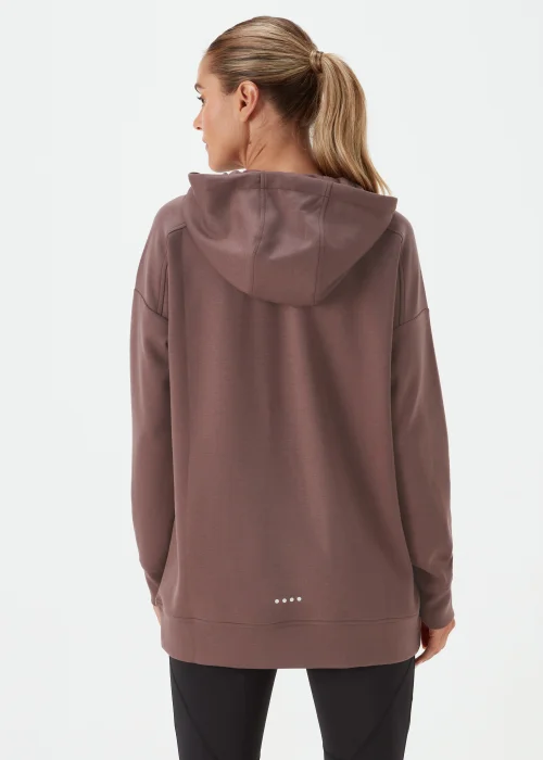Souluxe Brown Longline Sports Hoodie - Small Image 2