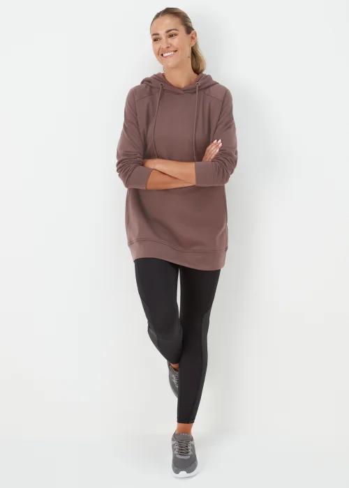 Souluxe Brown Longline Sports Hoodie - Small Image 4