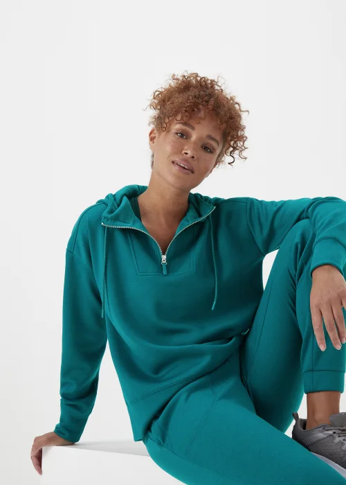 Souluxe Teal Longline Sports Hoodie - Small Image 4
