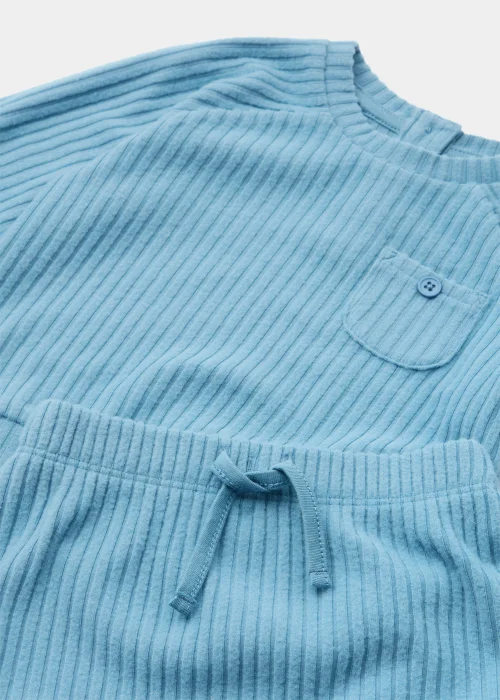 Baby Blue Ribbed Velour Sweatshirt & Leggings Set (Newborn-23mths) - 0-3 months Image 2