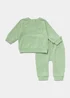 Baby Sage Ribbed Velour Sweatshirt & Leggings Set (Newborn-23mths) - Newborn Image 1