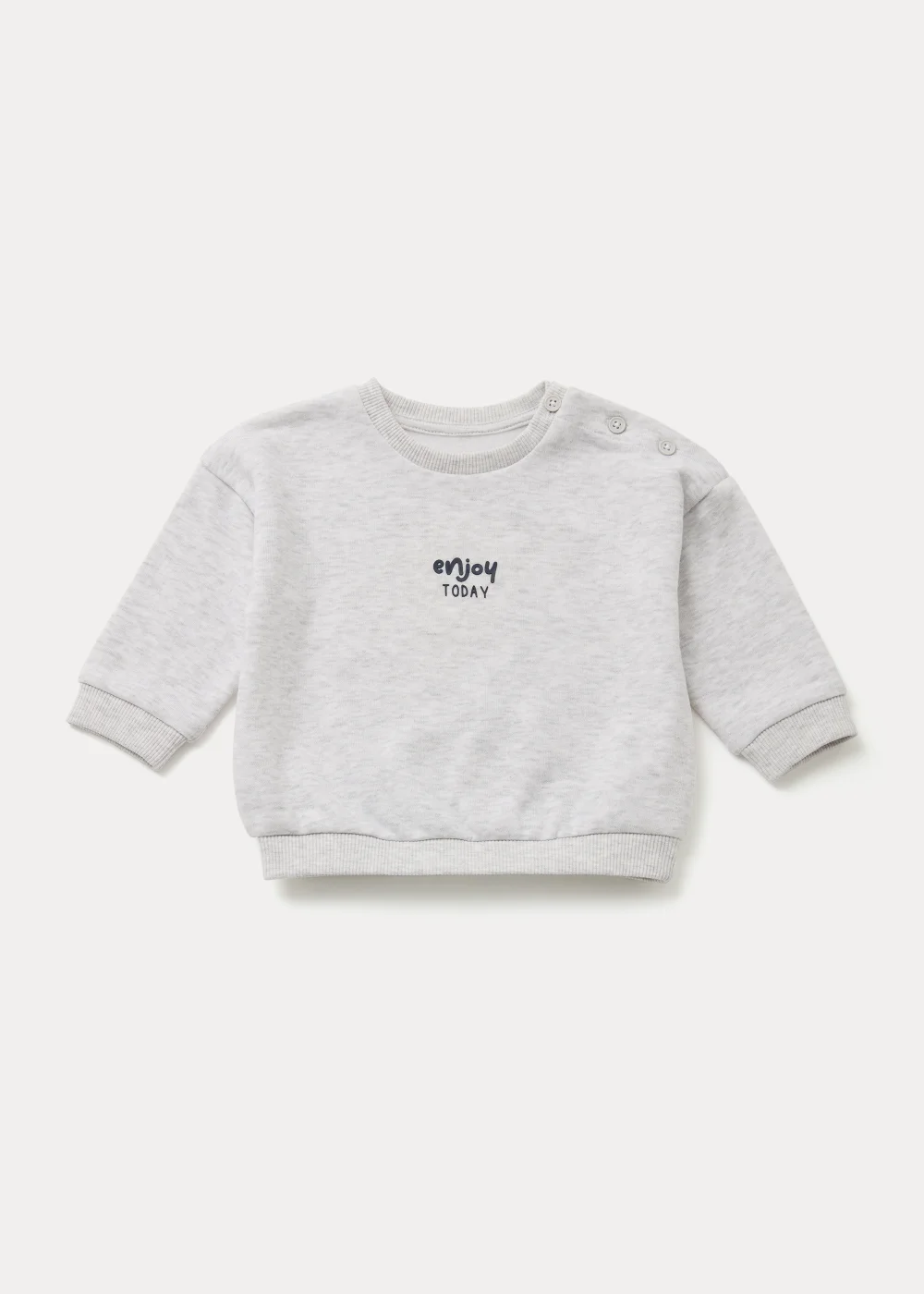 Baby Grey Slogan Crew Neck Sweatshirt (Newborn-23mths) - 0-3 months Image 1