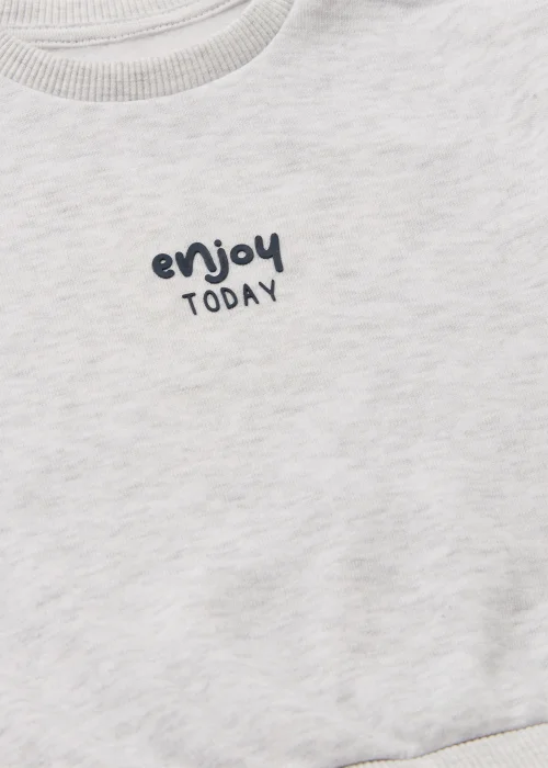 Baby Grey Slogan Crew Neck Sweatshirt (Newborn-23mths) - 0-3 months Image 2