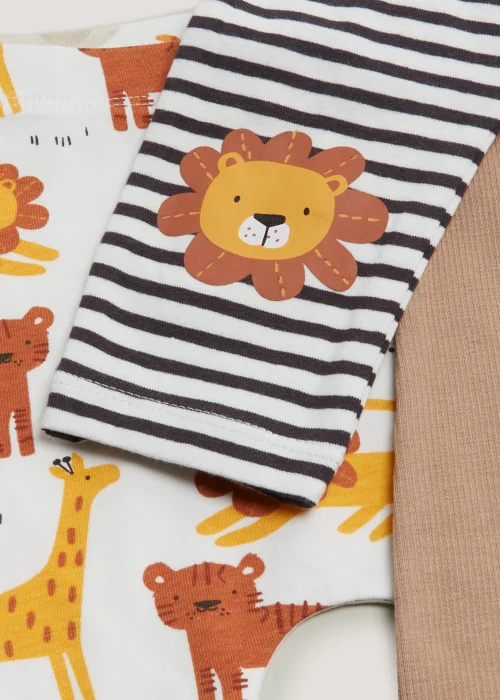 Baby 3 Pack Plain & Jungle Animal Leggings (Newborn-23mths) - 9-12 months Image 2