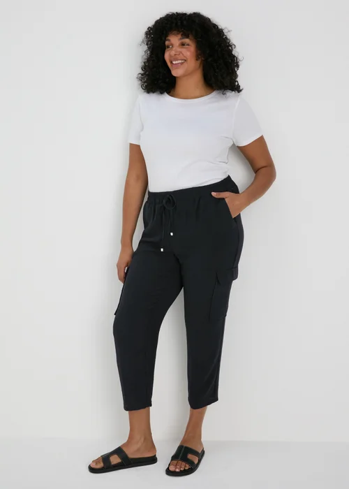 Papaya Curve Black Cargo Trousers - Size 18 Image 1