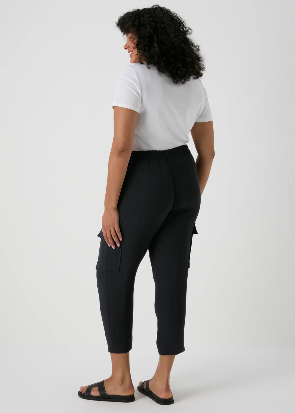 Papaya Curve Black Cargo Trousers - Size 18 Image 2