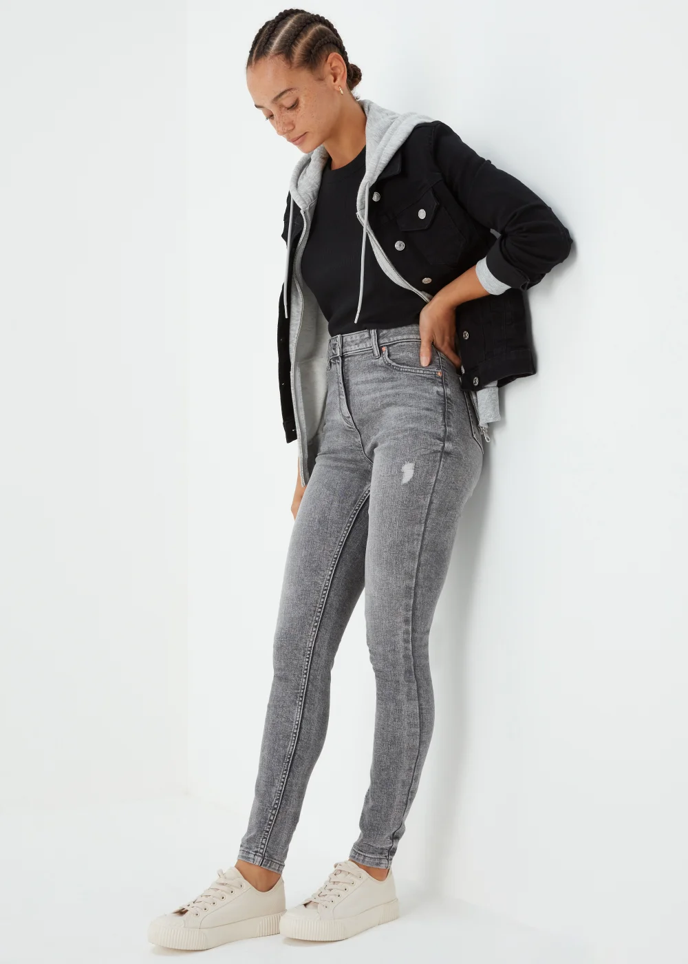 April Grey Ripped Super Skinny Jeans - 8/L29 Image 4