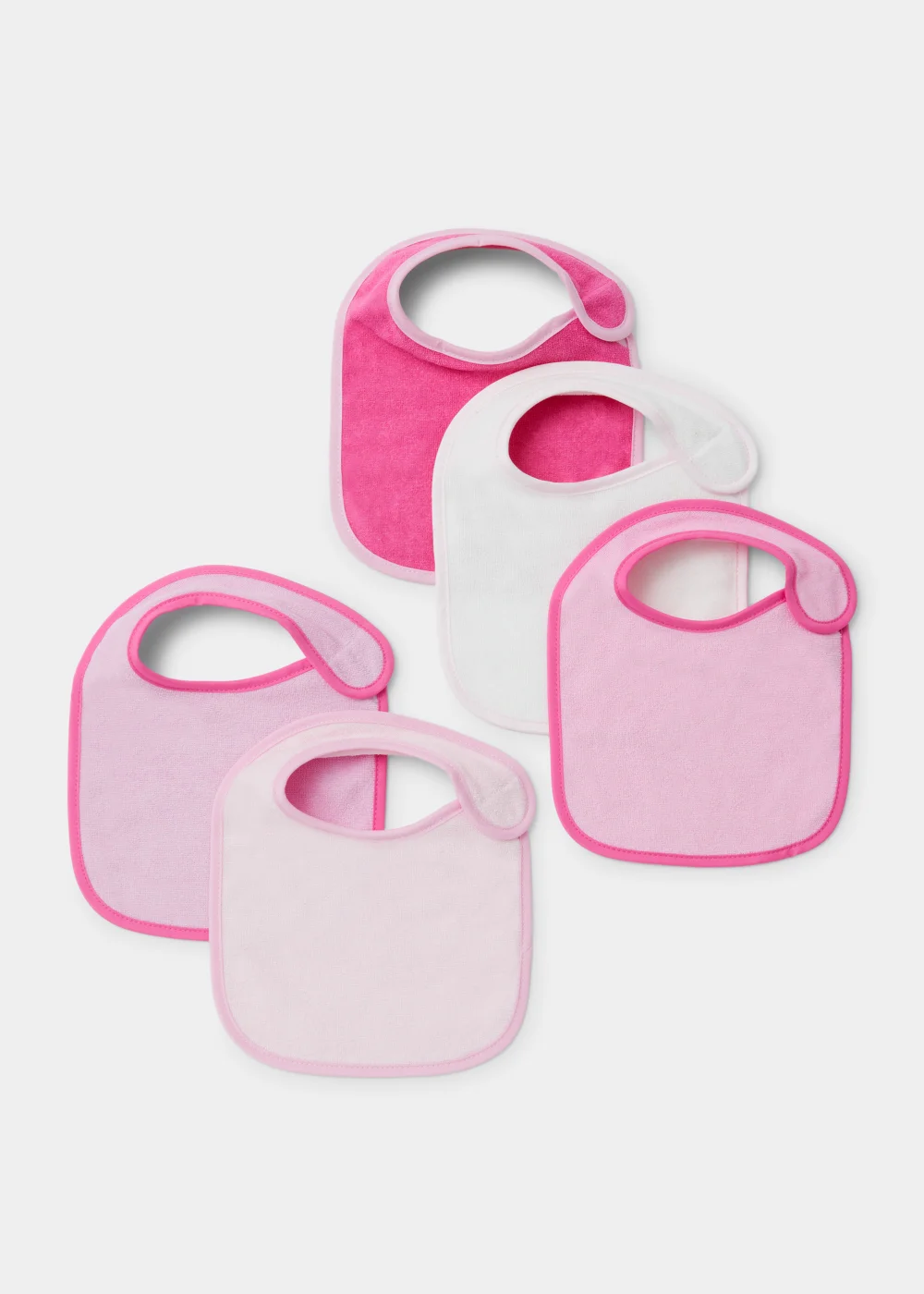 5 Pack Pink Terry Bibs - One Size Image 1