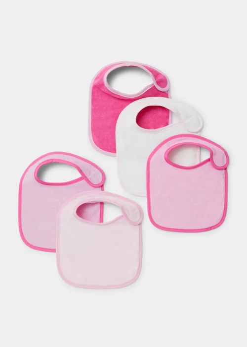 5 Pack Pink Terry Bibs - One Size Image 1