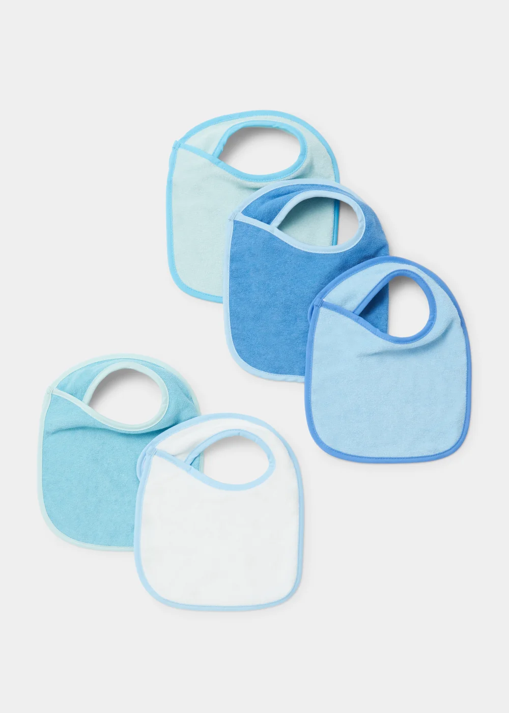 5 Pack Blue Terry Bibs - One Size Image 1