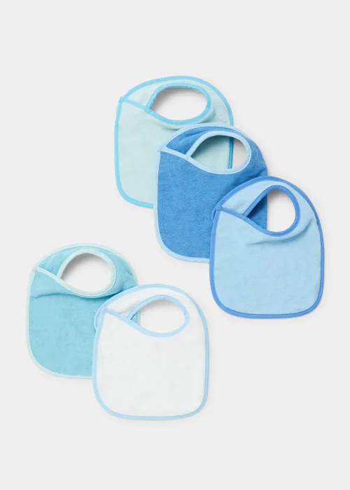 5 Pack Blue Terry Bibs - One Size Image 1