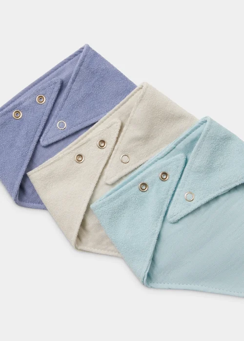 3 Pack Blue Muslin Bibs - One Size Image 2