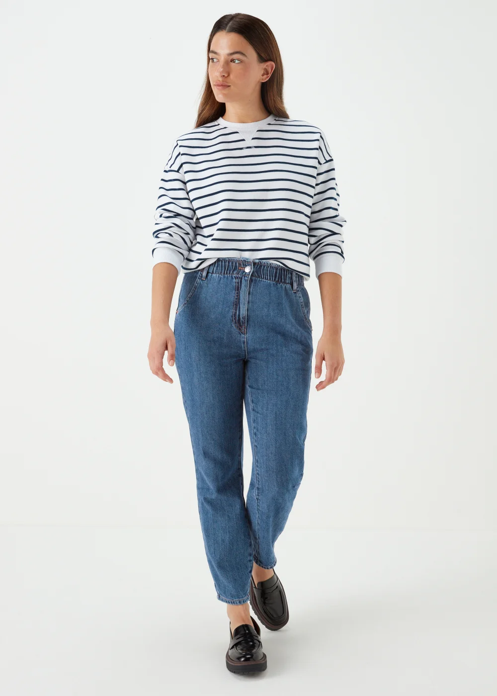 Dark Wash Paperbag Jeans - Size 8 Image 1