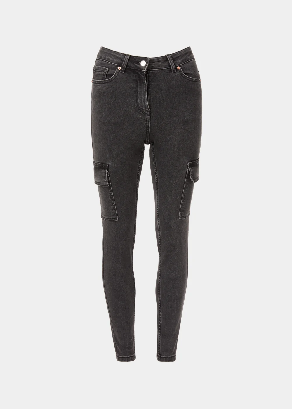 Grey Cargo Skinny Jeans - 8 Image 1