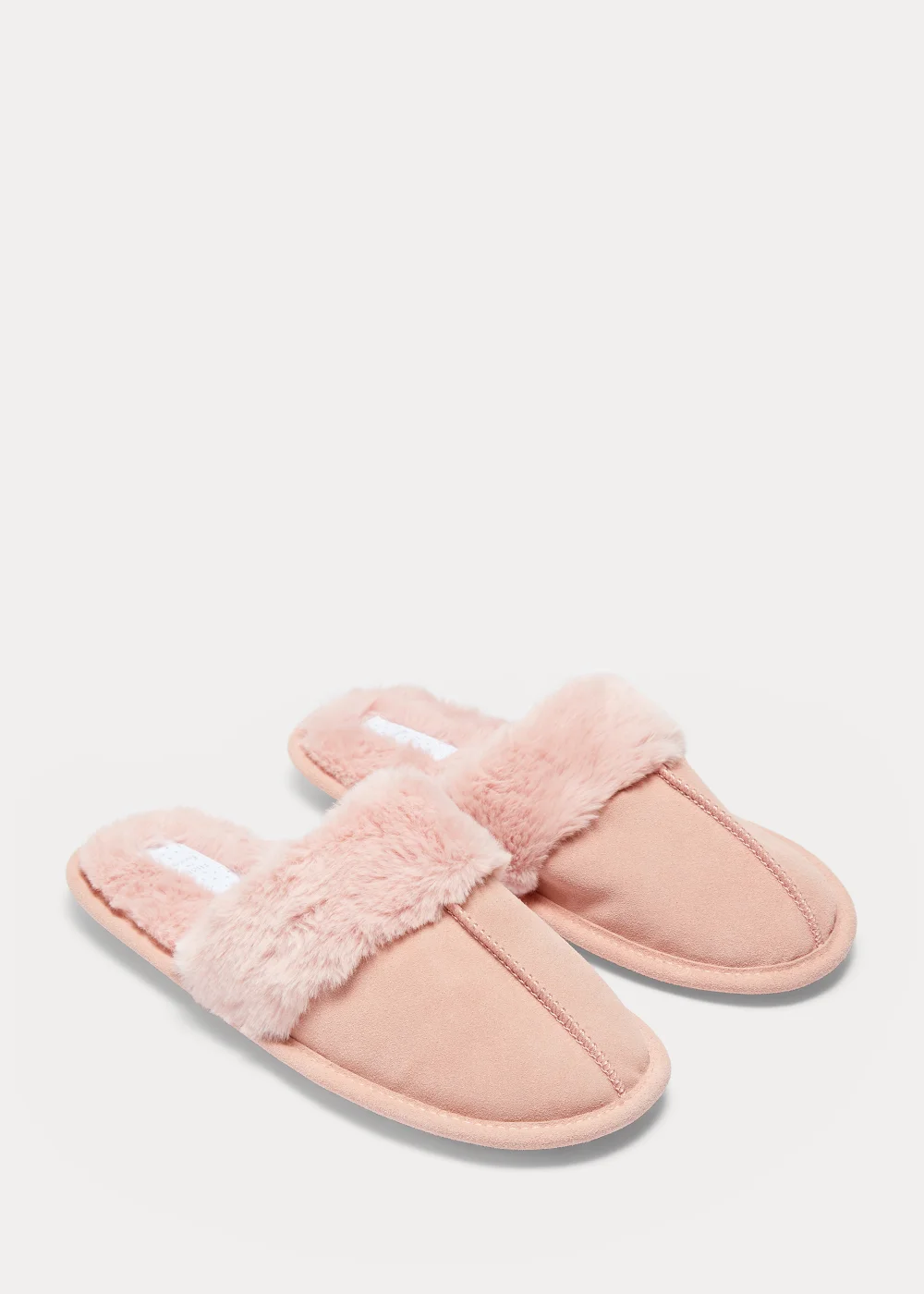 Pink Real Suede Trim Mule Slippers - Small Image 1