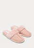 Pink Real Suede Trim Mule Slippers - Small Image 1
