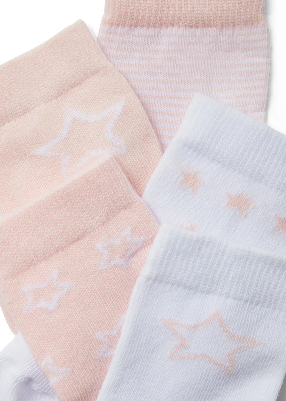 5 Pack Pink & White Baby Socks (Newborn-23mths) - Up to 1 Month Image 2