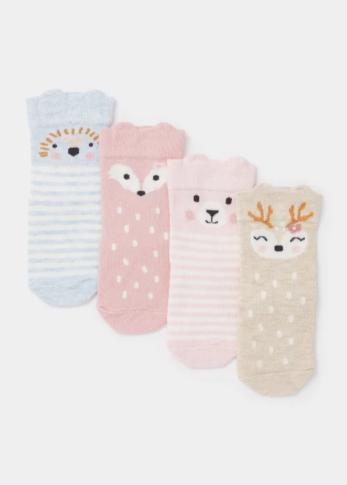 4 Pack Woodland Animal Baby Socks (Newborn-23mths) - Newborn Image 1