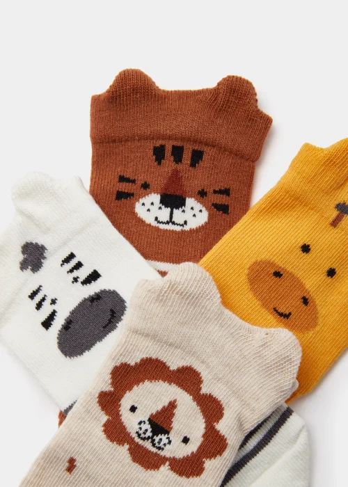 Baby 4 Pack Safari Animal Socks (Newborn-23mths) - Newborn Image 2