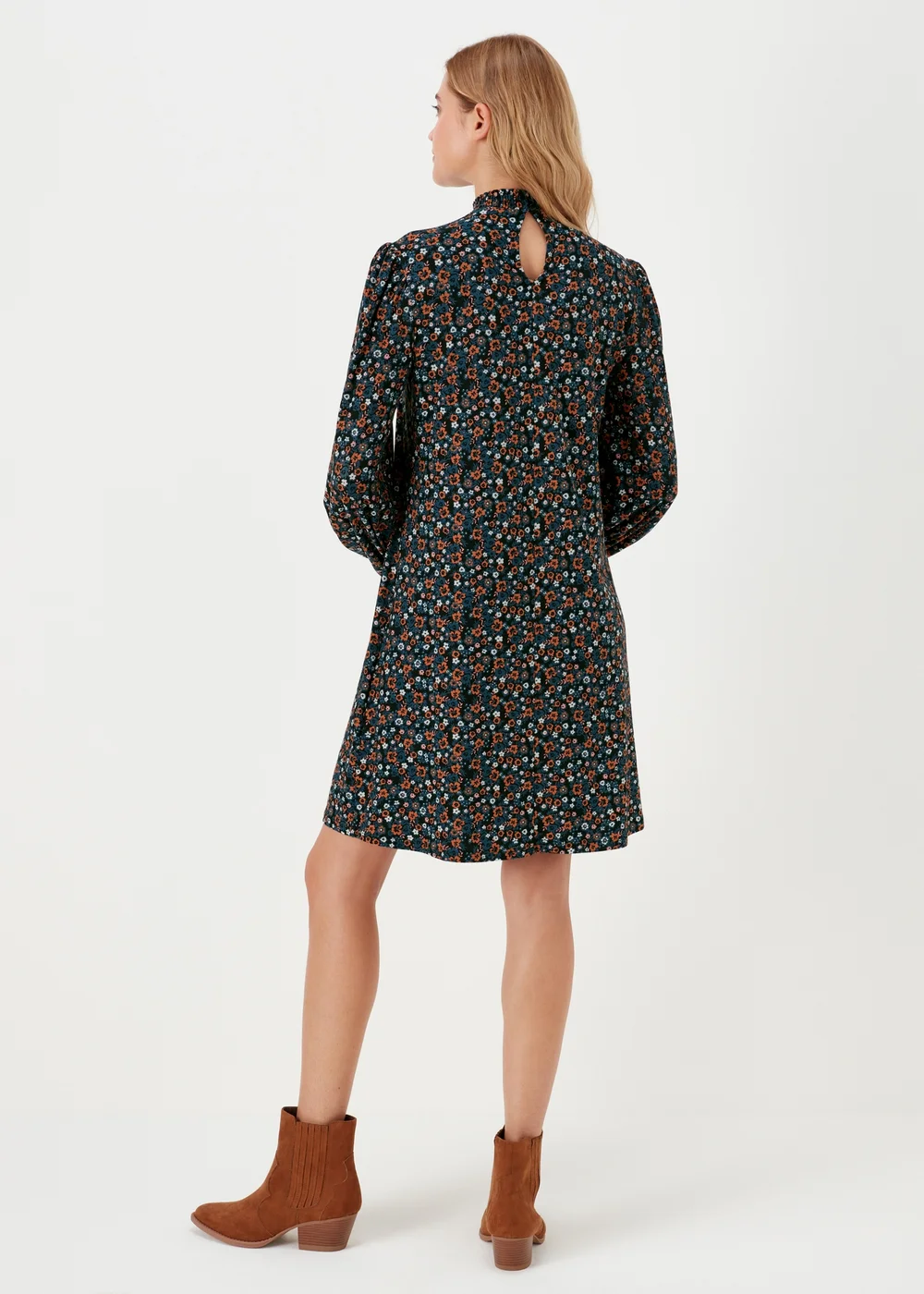 Black Ditsy Super Soft Mini Dress - 8 Image 2