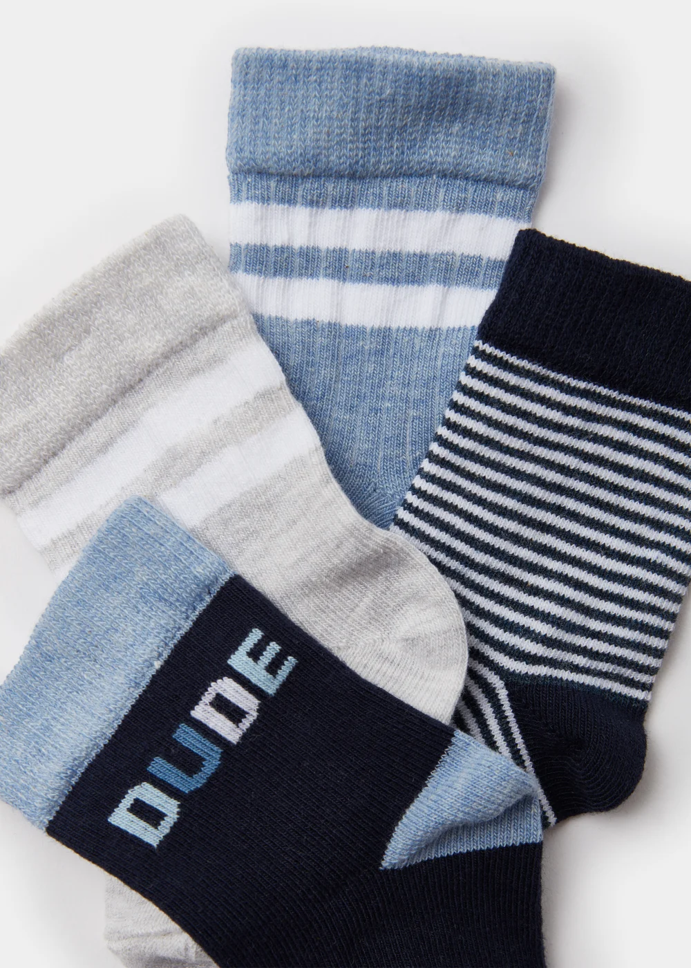 4 Pack Blue Sports Socks (Newborn-23mths) - Newborn Image 2