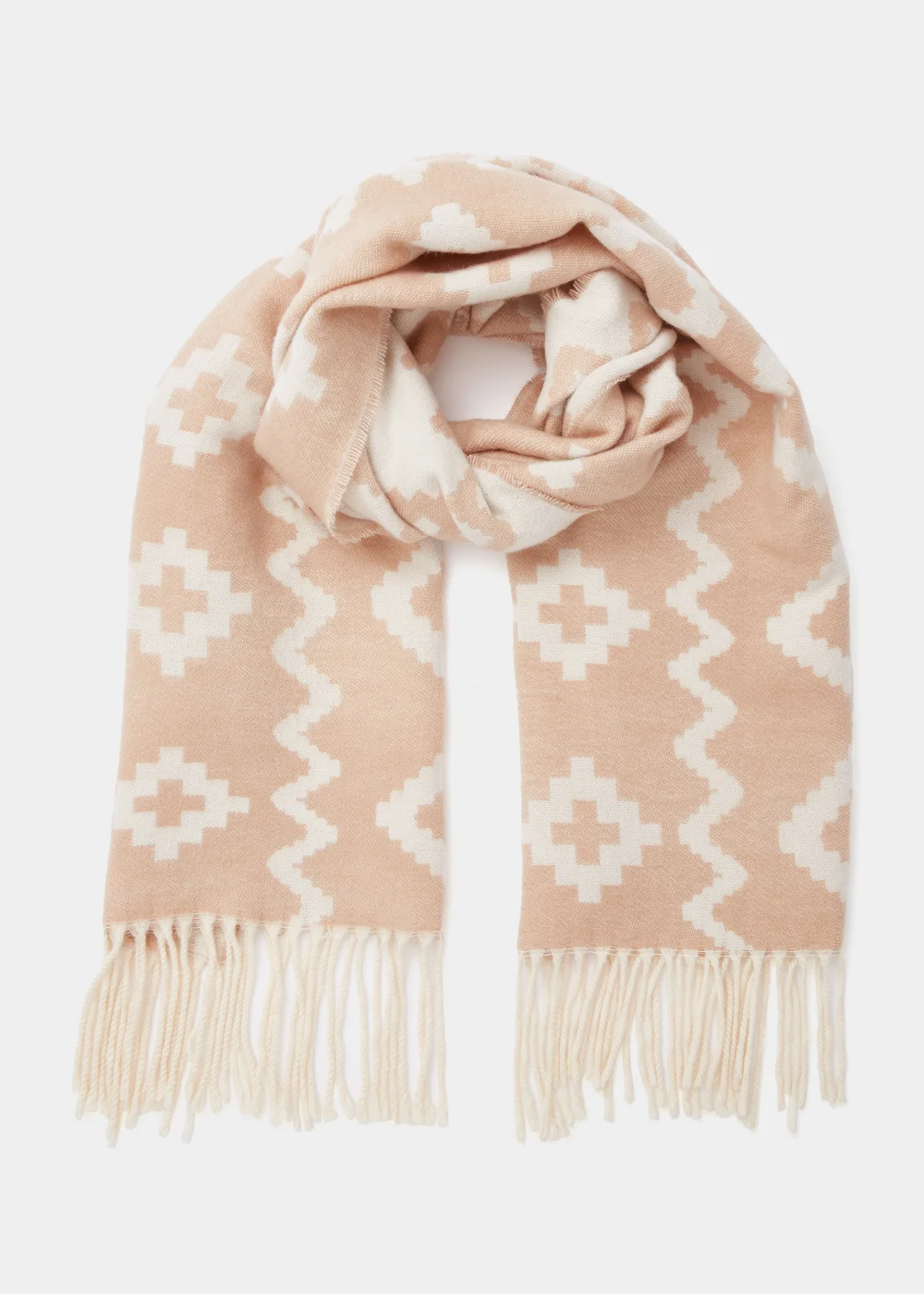 Cream Aztec Reversible Scarf Image 1