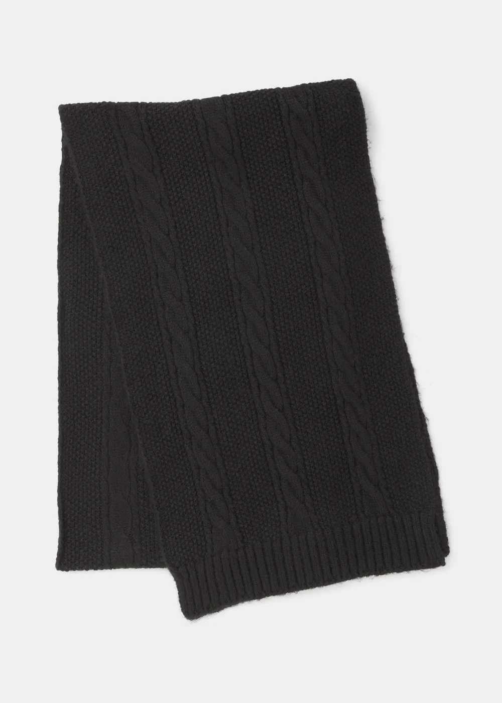 Black Cable Knit Scarf Image 1