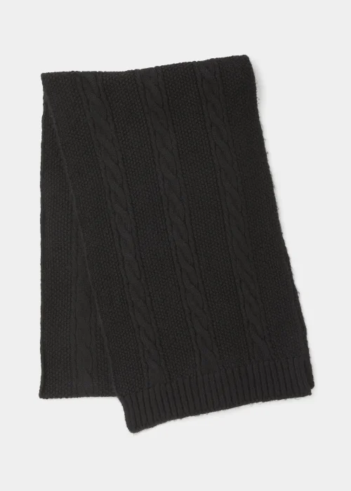 Black Cable Knit Scarf Image 1