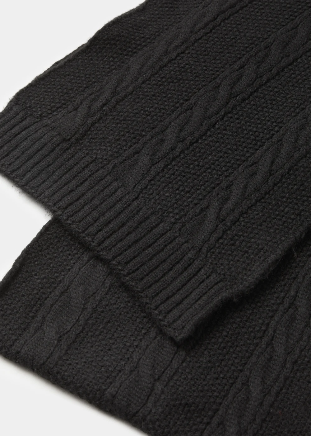 Black Cable Knit Scarf Image 2