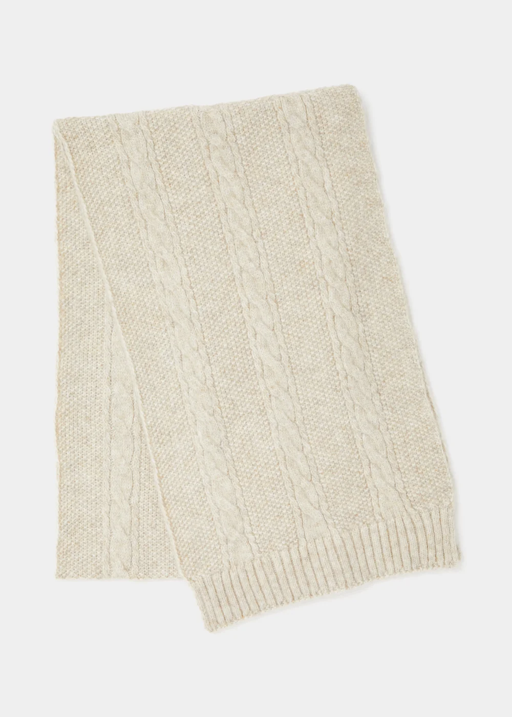 Oatmeal Cable Knit Scarf Image 1
