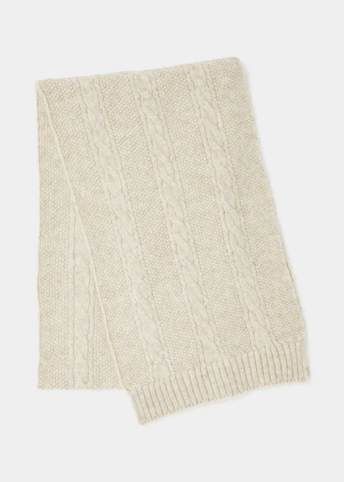 Oatmeal Cable Knit Scarf Image 1