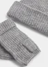 Grey Ribbed Beanie Hat & Fingerless Gloves Set Image 2
