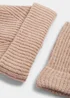 Murshroom Ribbed Beanie Hat & Fingerless Gloves Set Image 2