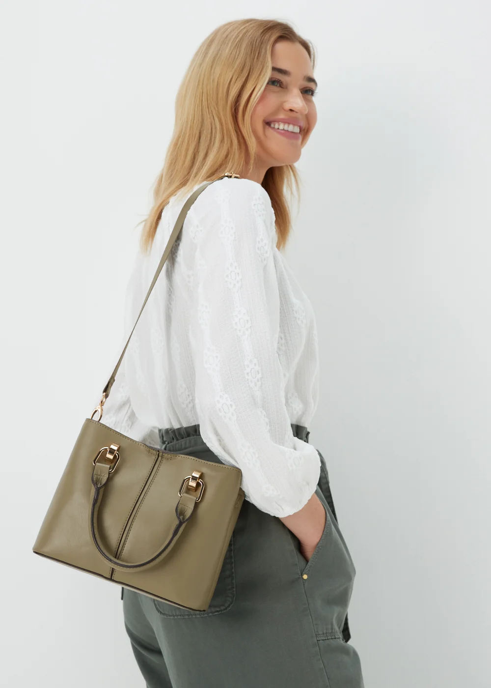 Green Multiple Compartment Mini Tote Bag - One Size Image 1