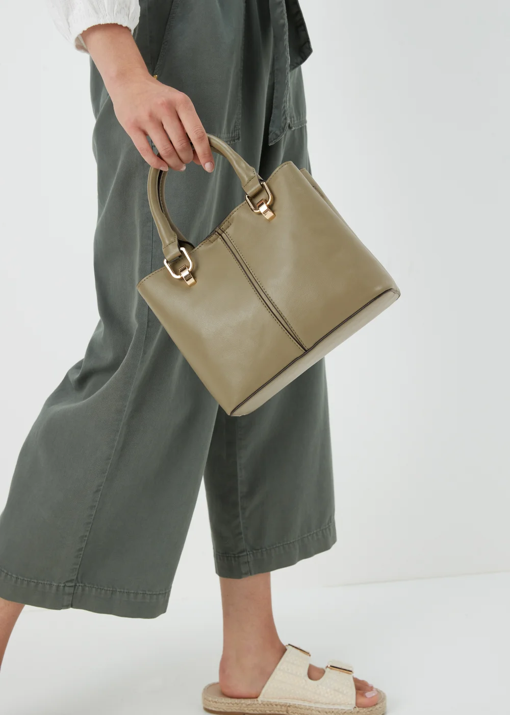 Green Multiple Compartment Mini Tote Bag - One Size Image 2