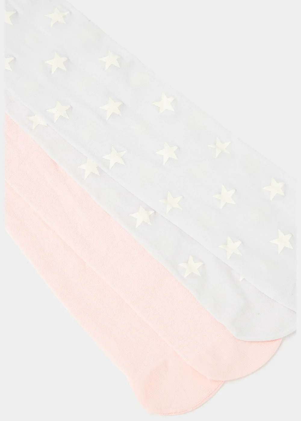 Girls 2 Pack Pink & Grey Star Tights (2-11yrs) - Age 2 - 3 Years Image 2