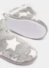 Grey Star Print Pom Pom Boot Slippers - Small Image 2