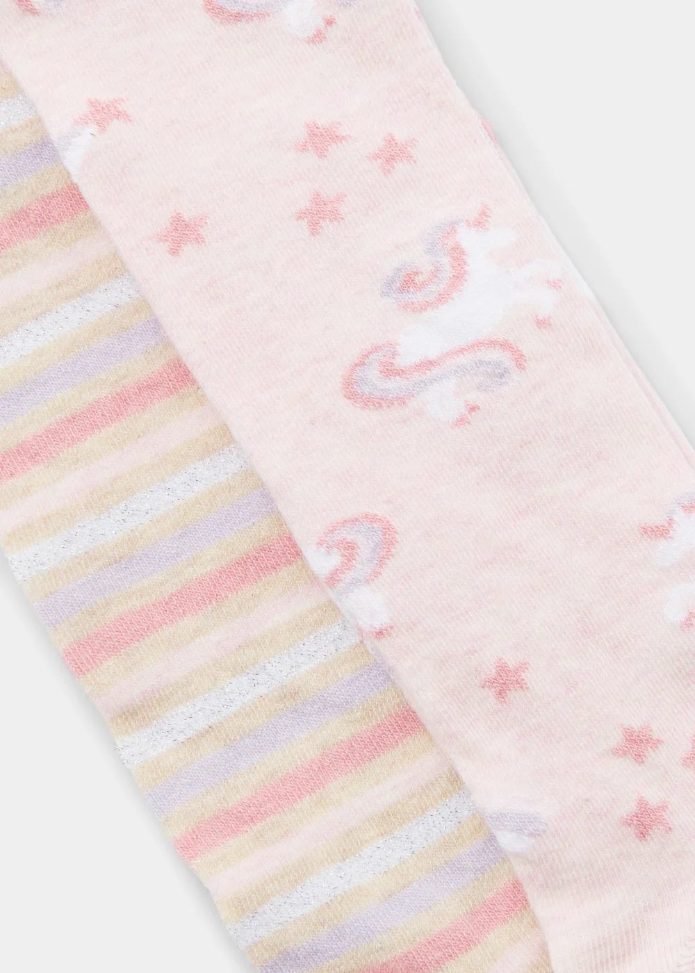 Kids 2 Pack Unicorn & Stripe Tights (2-9yrs) - Age 2 - 3 Years Image 2