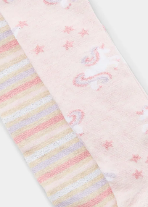 Kids 2 Pack Unicorn & Stripe Tights (2-9yrs) - Age 2 - 3 Years Image 2