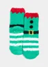 Kids Green Christmas Elf Slipper Socks (Younger 6-Older 5.5) - Sizes 6 - 8.5 Image 1