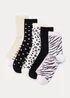 Girls 5 Pack Leopard Ankle Socks (Younger 6-Older 5.5) - Sizes 6 - 8.5 Image 1
