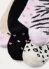 Girls 5 Pack Leopard Ankle Socks (Younger 6-Older 5.5) - Sizes 6 - 8.5 Image 2