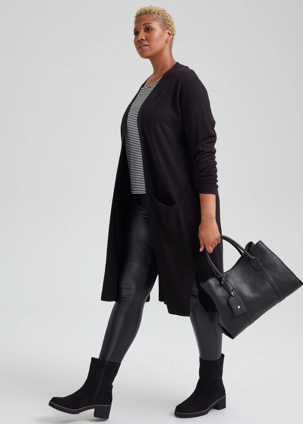 Black Triple Compartment Tote Bag - One Size Image 2