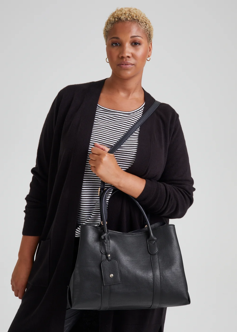 Black Triple Compartment Tote Bag - One Size Image 1