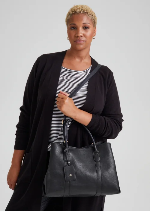 Black Triple Compartment Tote Bag - One Size Image 1