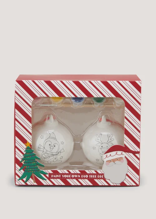 Kids Paint Your Own Duo Christmas Tree Baubles Image 1