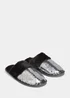 Silver Sequin Faux Fur Mule Slippers - Small Image 1
