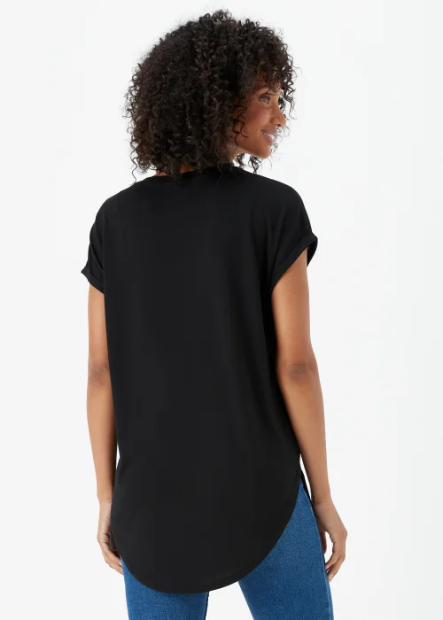 Black Slogan Longline T-Shirt - S Image 2