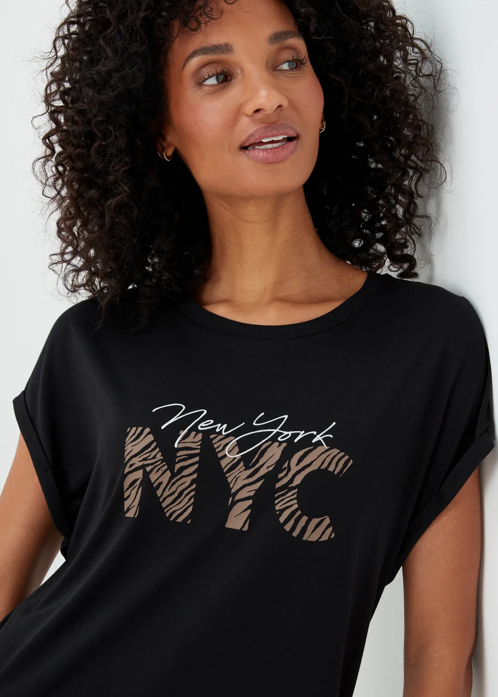 Black Slogan Longline T-Shirt - S Image 3